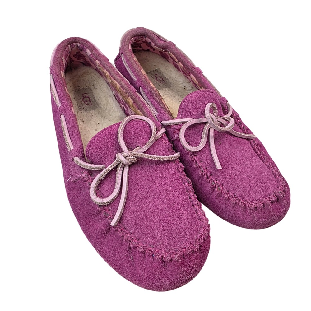 UGG Australia Dakota Magenta Pink Suede Moccasin Slippers 1005595K Kid Size 4 S1
